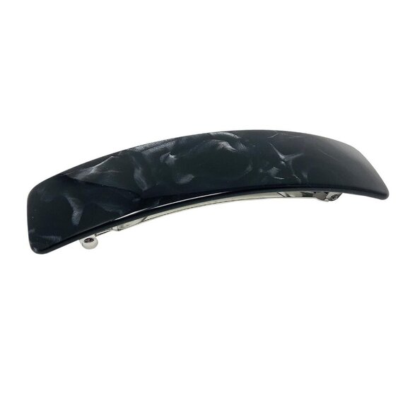 Long Rectangle Black Marble Celluloid Hair Clip Handmade Large Barrette main image 5